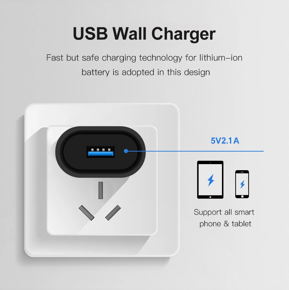 VOXLINK 5V 2.1A Dual USB универсальный Портативный дорожное настенное зарядное Зарядное устройство для iPhone X/8/7 Plus/6s Plus, iPad Pro/Air, samsung Galaxy