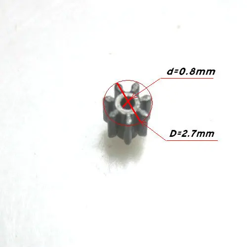 

White Color Motor Pinion Small Gear For Mini Motor (7 Teeth, Mode 0.3, Outer Diameter 2.7 mm, Inner Diameter 0.8 mm)