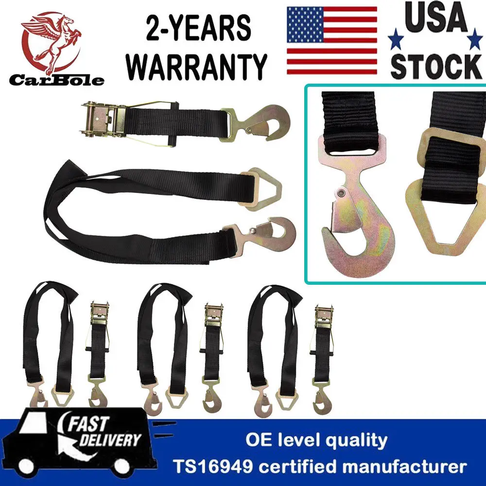 CARBOLE 4 Pack Axle Ratchet Straps Race Car Trailer Hauler Ratchet Tie