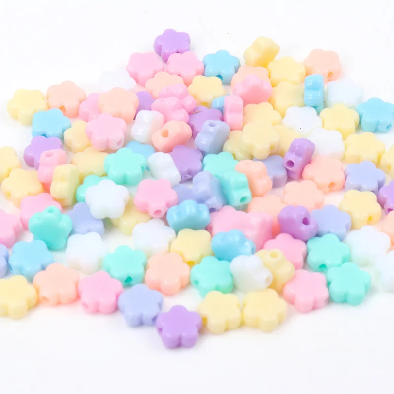 

New Hot Sale Spring Color Mixed Acrylic Beads Flower Spacer beads Handmade Jewlery Accessory 9mm 100pcs Wholesale