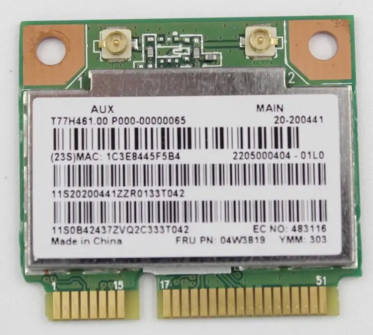 Беспроводная Wlan-карта Ralink RTL8188ee Half Mini PCIe FRU:04W3808 /FRU:04W3819 для Lenovo Thinkpad E145 E545 B4400 B5400 H530 |