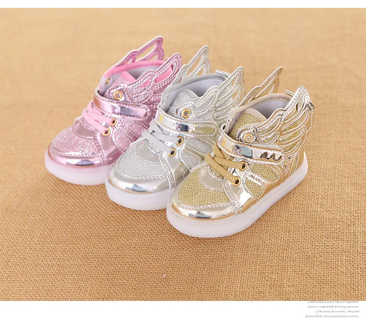 

Spring and Autumn Children's Sports and Leisure High-top Wings Children's Shoes LED Lights Glowing Shoes