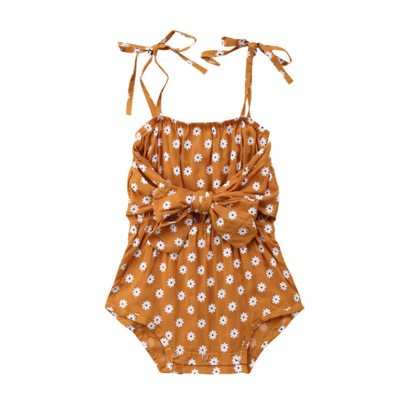 

Toddler Newborn Baby Girl Strap Bowknot Floral Romper Jumpsuit Outfit Sleeveless Sunsuit 0-2 years