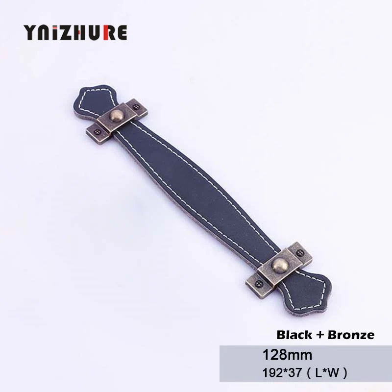 Black 128mm hole Современный кожаный ящик ручки для шкафа Дверные ручки простой кухонный шкаф выдвижной комод ручки мебельные ручки Фурнитура - Цвет: Black 128mm hole