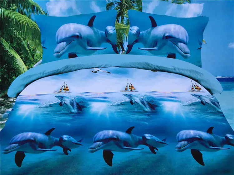 Double Size Animal Bedding Bed Set Sheet + Quilt Cover Pillow Case | Дом и сад