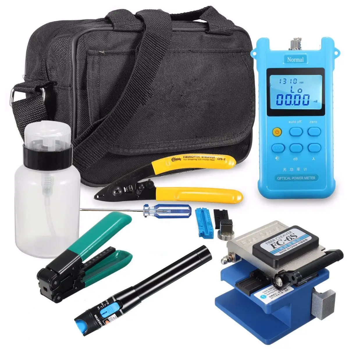 

High Precision FC-6S Fiber Cleaver Power Meter Visual Finder Locator Fiber Optic Equipment Tool Kit Optic Connector Bag Kit