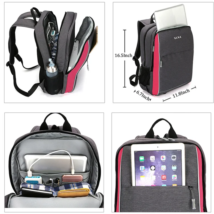 XQXA Водонепроницаемый женский рюкзак для школьников подростков передний съемный повседневный рюкзак унисекс 15 дюймов компьютерные сумки рюкзак