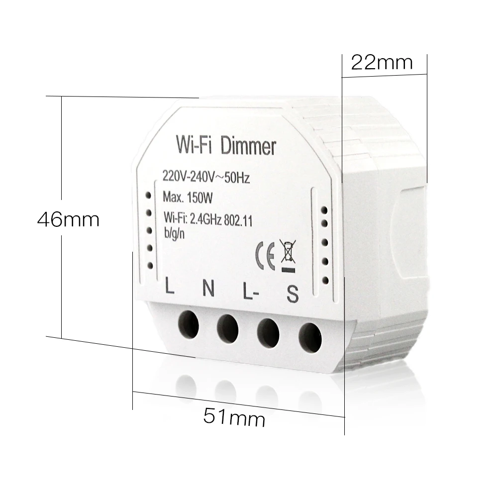 2 Way Wifi Smart Light LED Dimmer Switch Diy Breaker Module Smart Life/Tuya APP Remote Control,Works with Alexa Echo Google Home