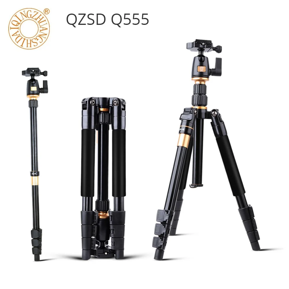 

QZSD Q555 Camera Tripod Aluminium Alloy Camera Video Monopod with Quick Release Plate Stand Professional Extendable Tripod