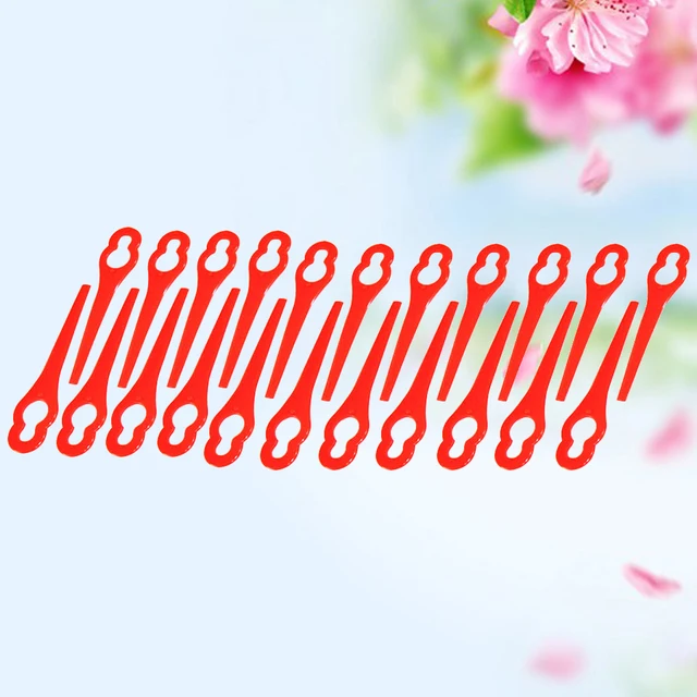 NEW 50pcs Plastic Grass Trimmer Blades Mower Replacement Trim Fast Switchblades (Red)