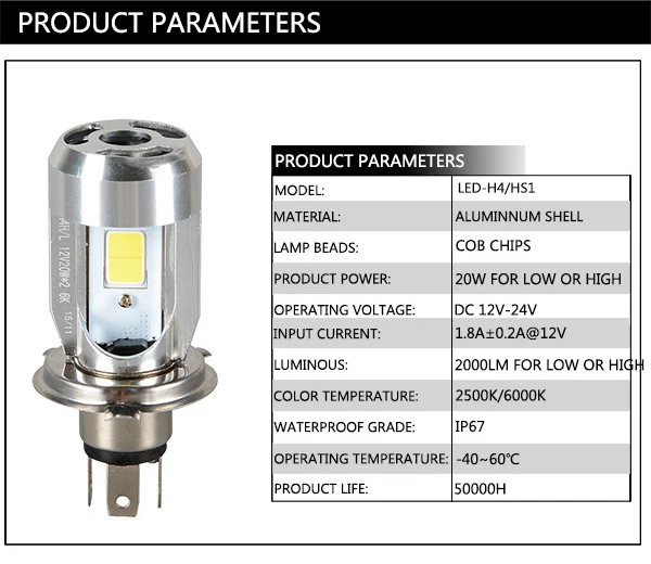H4-HS1-P43T-Motorcycle-Led-Headlight-Bulbs-High-Low-Hi-Lo-Dual-Beam-All-In-One 3