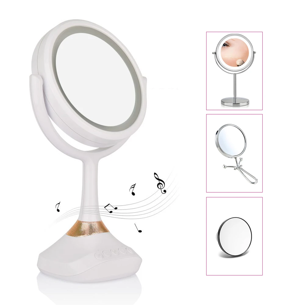 

Magnifying LED Lighted Music Makeup Mirror Vanity Compact Make Up Pocket Mirror Cosmetics Hand Mirror Nice Gift For Women