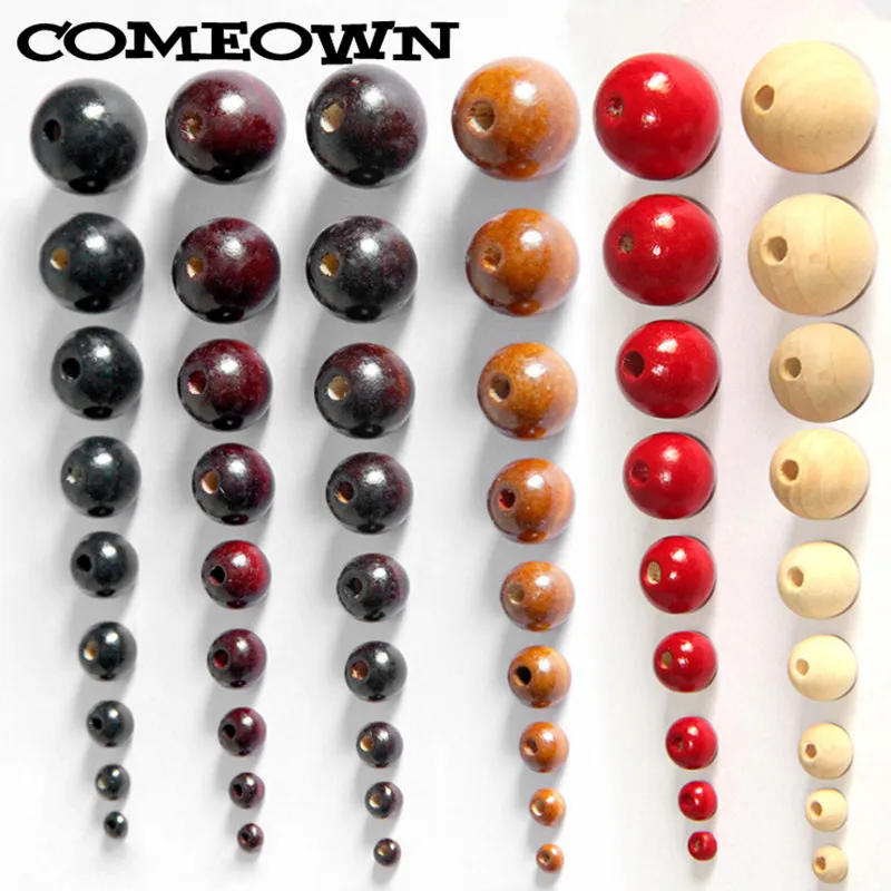 

COMEOWN Natural Wood Beads 6/8/10/12/14/16/18/20mm Round Loose Spacer Wooden Beads For Bracelets Making Jewelry DIY Crafts