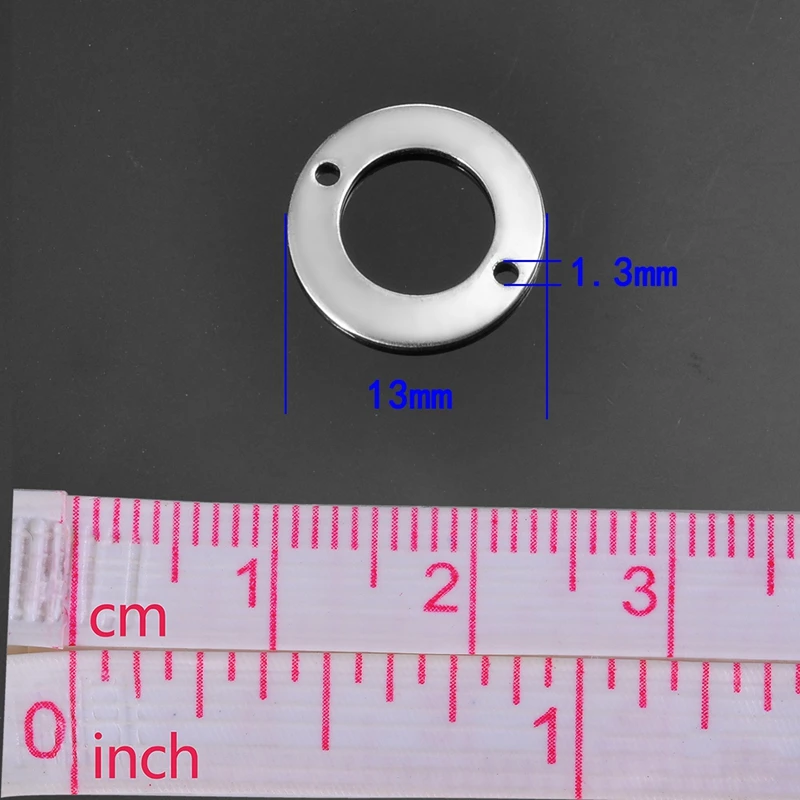 FUNIQUE металлические соединители из нержавеющей стали, Круглый Перфорированный Круглый 10 шт. размер отверстия 1,3 мм для Аксессуары для ювелирных изделий