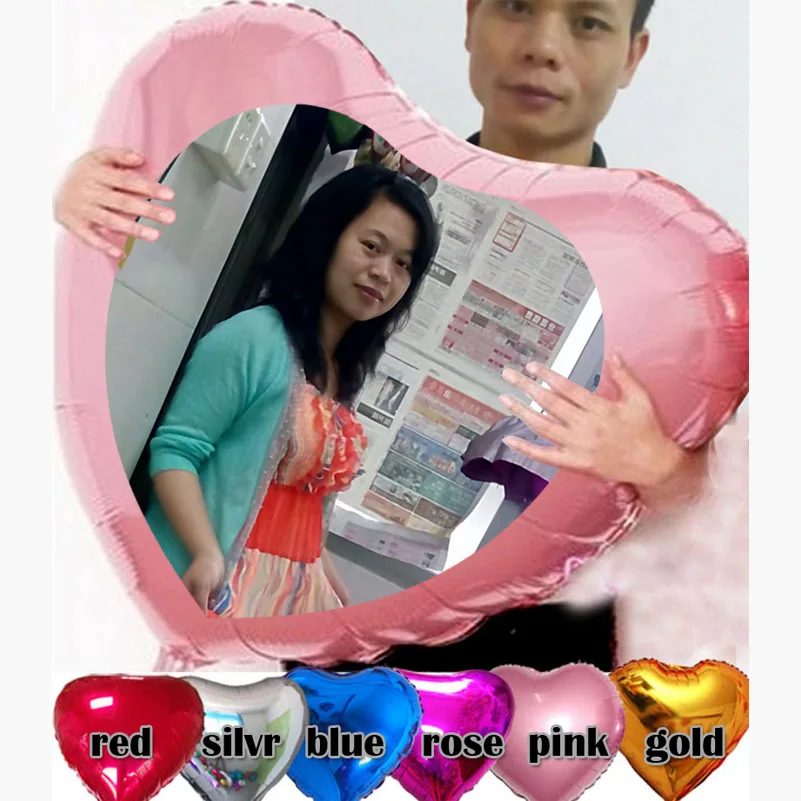 32inch 75cm heart foil balloon with photo print -2
