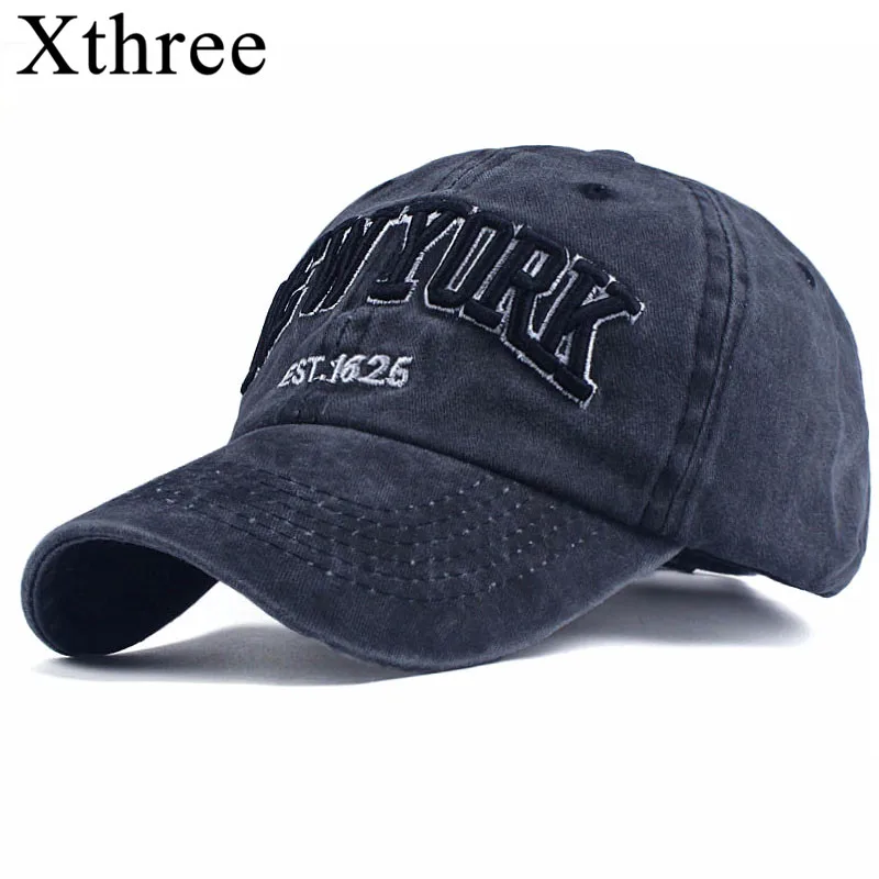 

Xthree 100% Washed Cotton Baseball Caps Men cap Embroidery Casquette Dad Hat for Women Gorras Planas snapback Hat