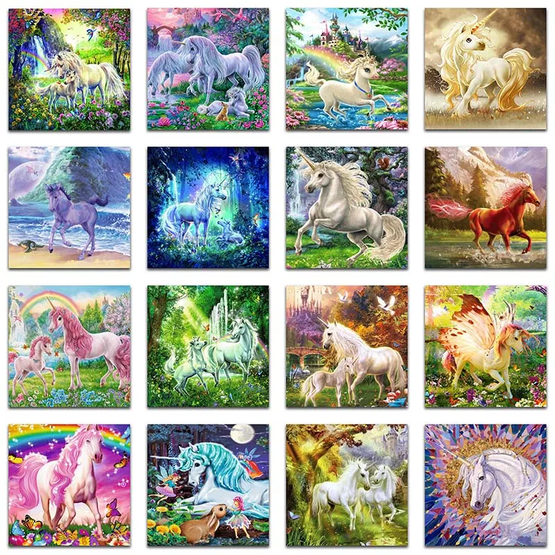 

yuhua 2 5D Diamond Embroidery Anmial Unicorn Cross Stitch DIY Diamond Painting horse Diamond Mosaic rhinestones Home Decor love