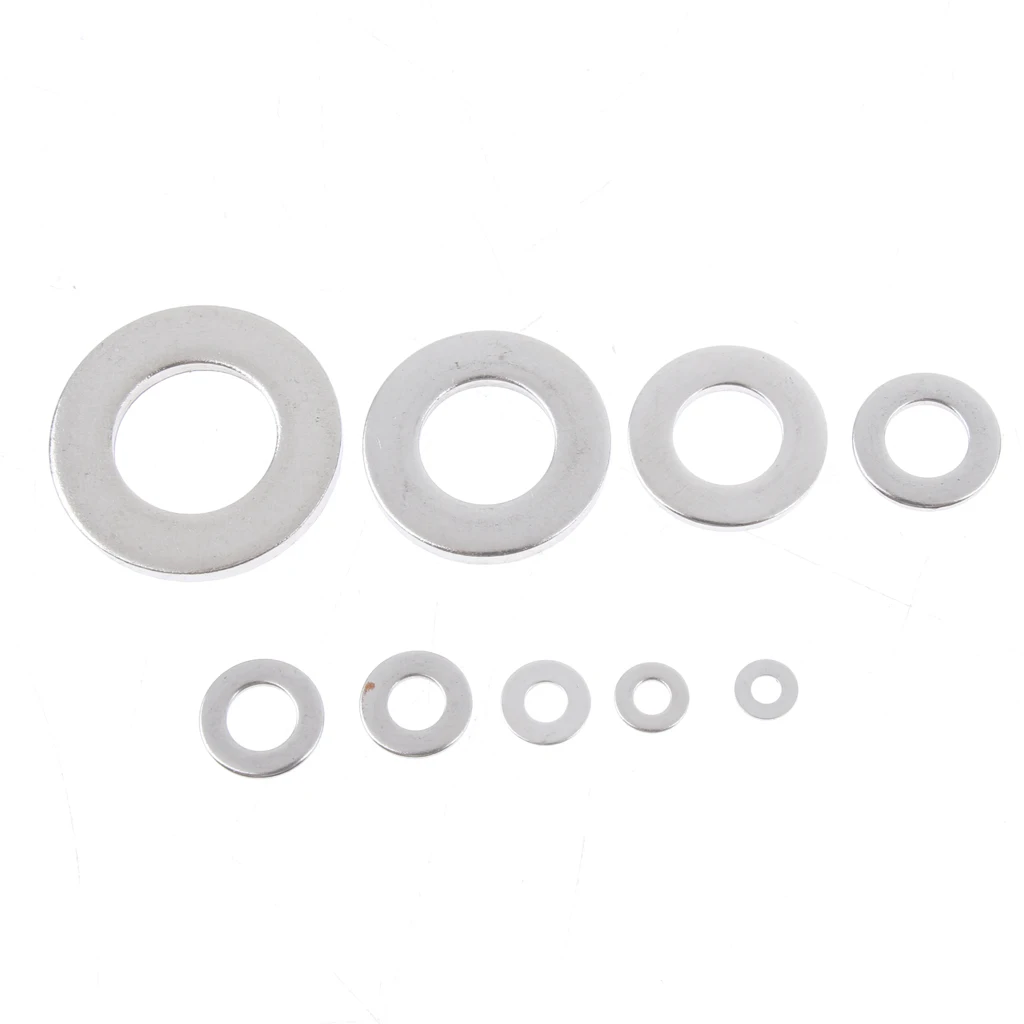 580pcs Stainless Steel Flat Washers Assortment Kit Set M2-M12