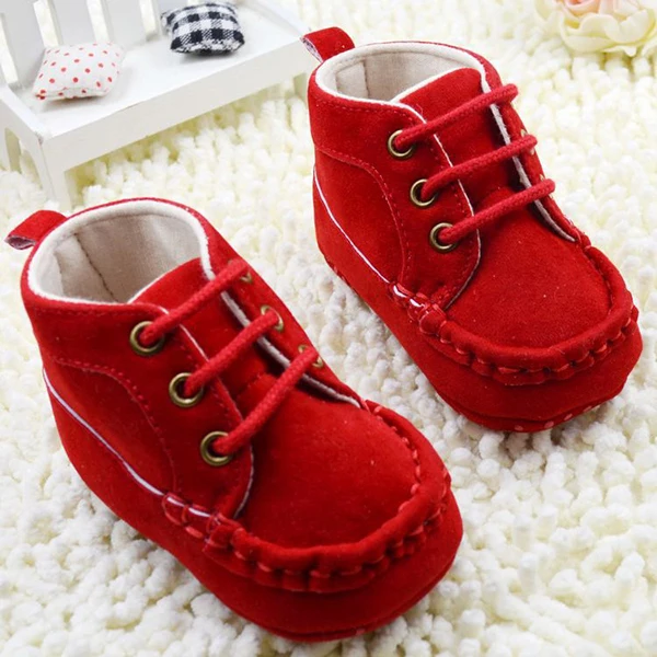

Sweet Infant Kids Baby Shoes Booties Lace Soft Red Cotton Crib Shoes First Walkers