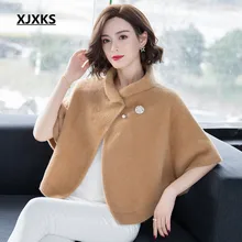 XJXKS/ осенне-зимний кардиган для женщин, плотное однотонное Свободное пальто с коротким рукавом, женские теплые мягкие повседневные женские свитера