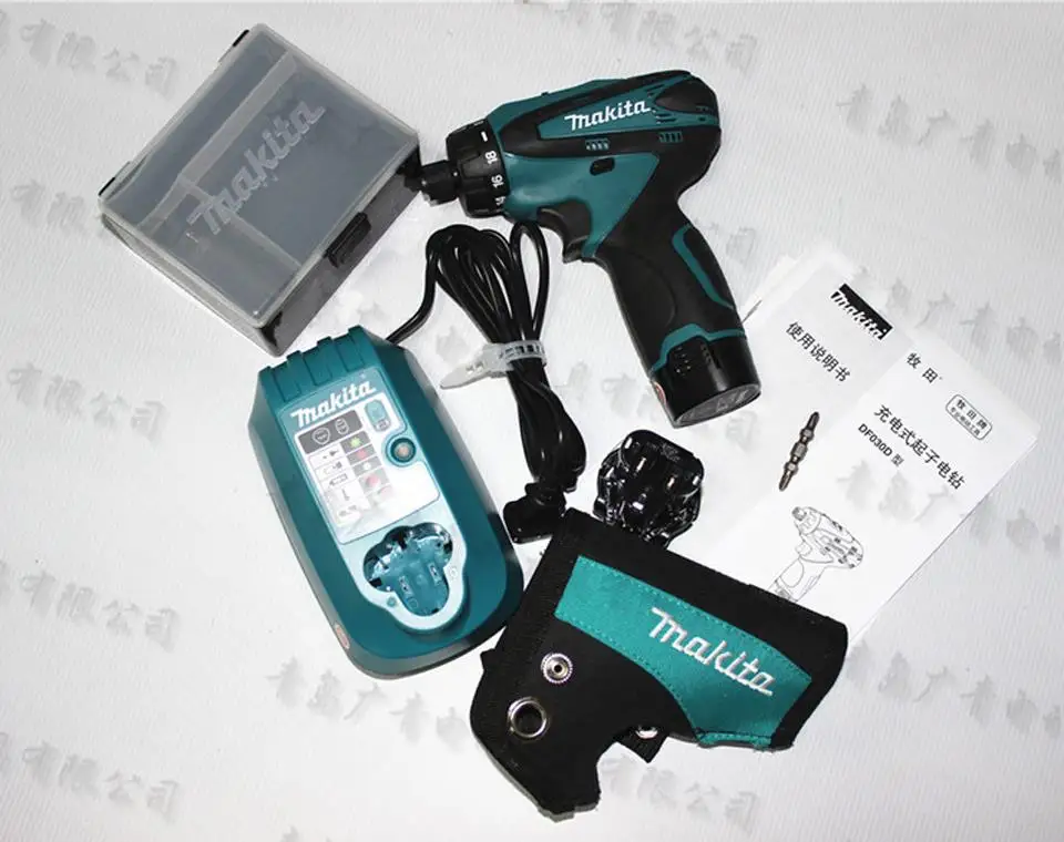 Японская аккумуляторная отвертка Makita DF030DWE, 10,8 В, Электрическая отвертка, отвертка с двумя литиевыми батареями