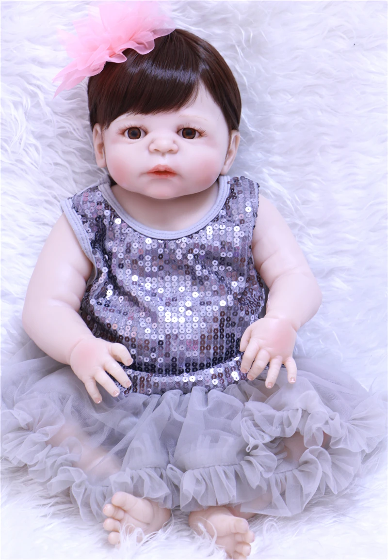 

NPK 22"full silicone reborn baby dolls lifelike girl princess dolls bebe realistic reborn bonecas creative child xmas gift