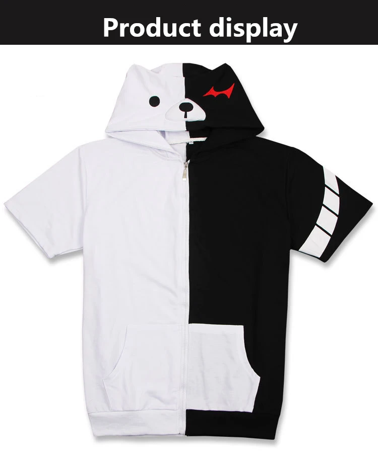Аниме ganganronpa monokuma косплей костюм, унисекс свитер с капюшоном черный, белый цвет детский комплект одежды с длинными рукавами и медведем на каждый день Повседневный пиджак, куртка