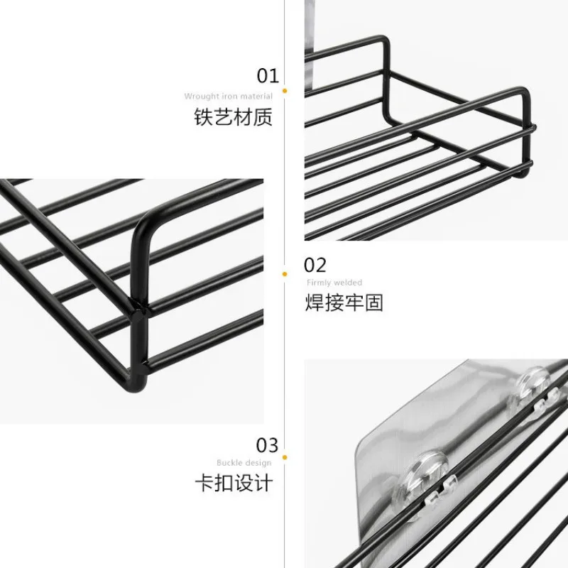 Кованая полка для ванной комнаты, полка для мытья, штамповка, настенный кухонный подвесной стеллаж для хранения специй, корзина