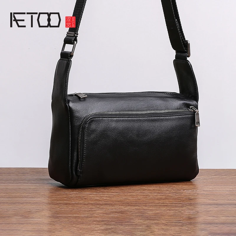 

BJYL Head cowhide Shoulder Bag man small bag official document business Leather crossbody bag casual soft leather bag