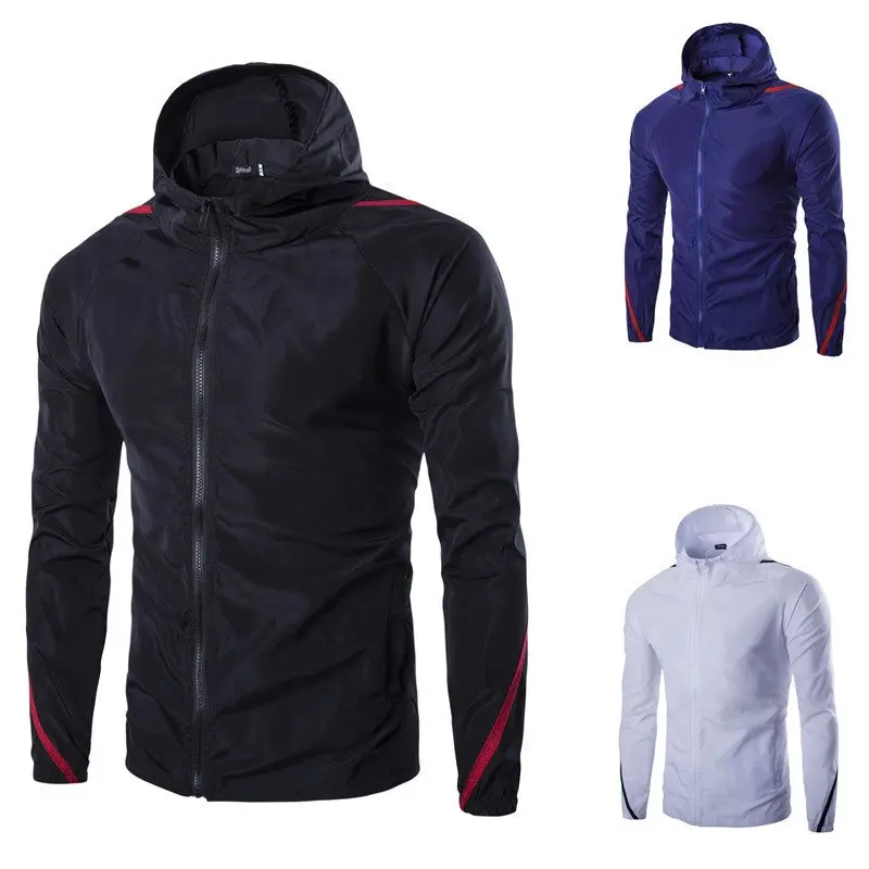 Черный НОВАЯ тонкая ветровка Модная Куртка jaqueta masculina Slim Fit Young с длинным рукавом с капюшоном куртка-бомбер дропшиппинг Топ пальто - Цвет: Черный