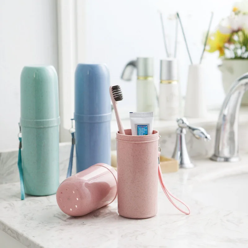 

Portable Eco-friendly Bathroom Tool Travel Supplies Toothbrush Cup Dual Use Tooth Mug Wheat Straw 1 PC Toothpaste Holder Cups