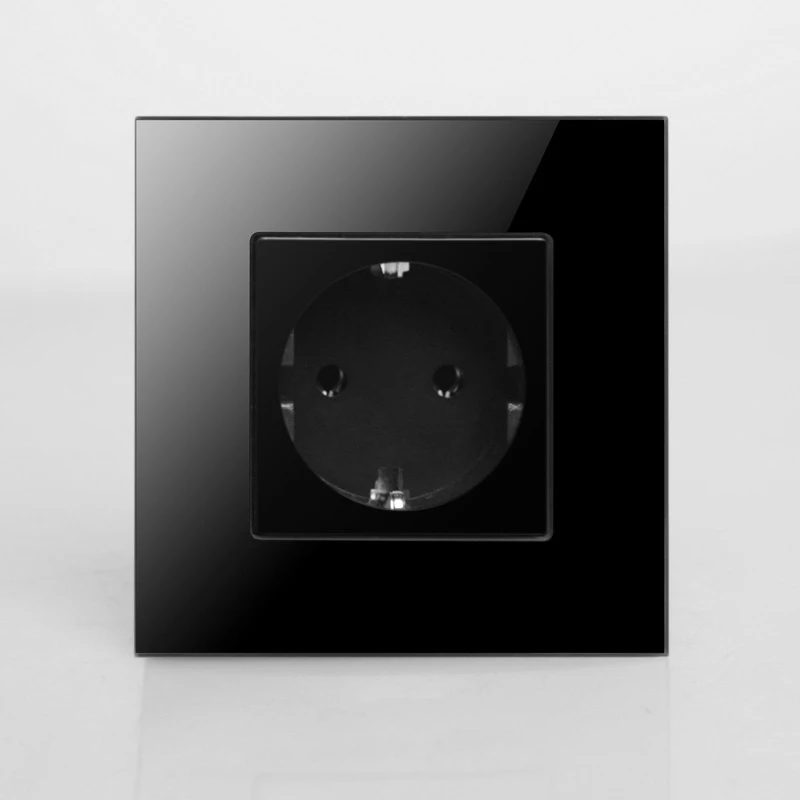

Drop Shipping supported , KOPOU EU Power Socket, Black Crystal Glass Panel, 16A EU Standard Wall Outlet without Plug KP001EU-B