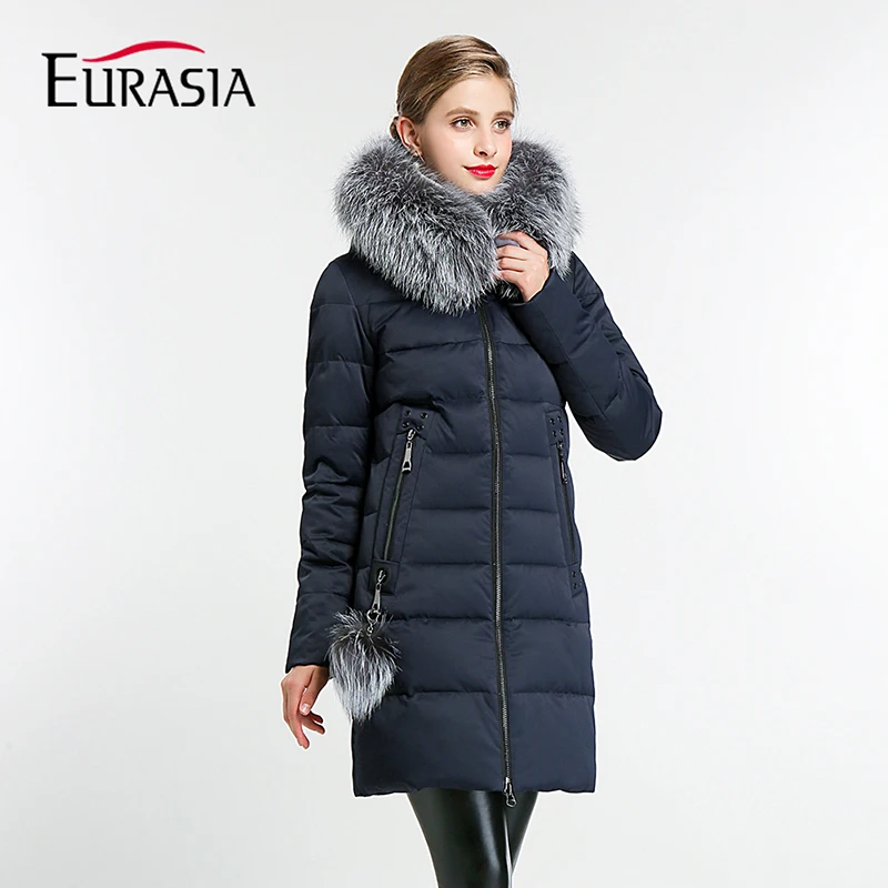 Женская зимняя куртка с капюшоном EURASIA длинная в новом дизайне плотная хлопковая