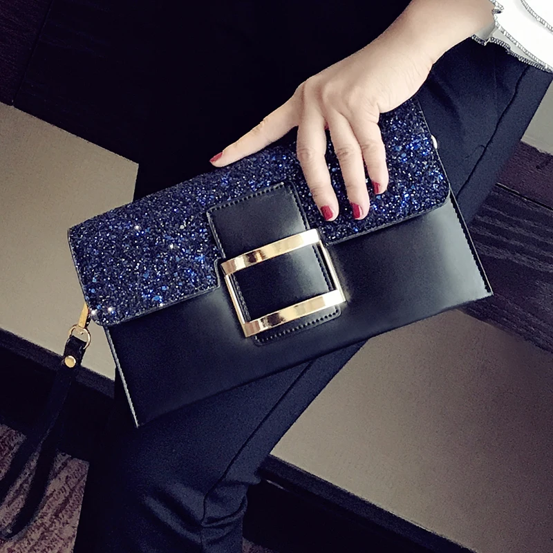 

Fashion Bling Bling Female Casual Chains Purse Party Clutch Bag Evening Bag Pouch Flap Women's Crossbody Small Messenger Bag