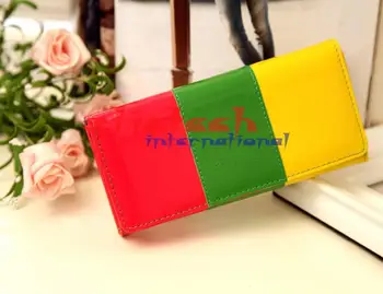 

by dhl or ems 50pcs Cute Candy Color Blocking Wallet Case in 3 Colors Bright PU Leather Clutch Long Card Purse for Women Popular