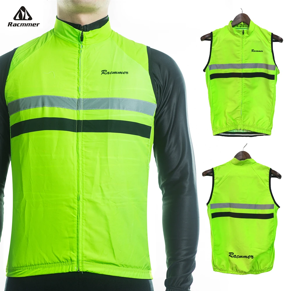 Racmmer 2018 Windstopper sin mangas Ciclismo Jersey ropa bicicleta a prueba de viento reflectante Maillot Chaleco Ciclismo # WX-06