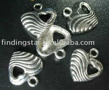 

FREE SHIPPING 180pcs Tibetan silver wave heart drops A1393