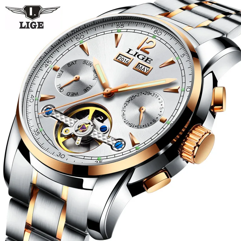 

Relojes LIGE Male Automatic mechanical Sport Watch Men Luxury Brand Casual Watches Men's Wristwatch army Clock relogio masculino