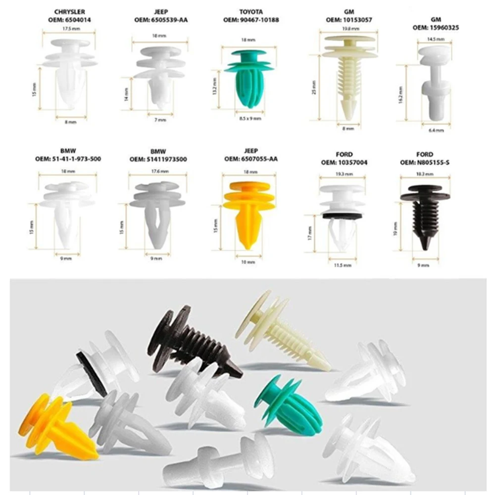 

KKMOON 210PCS Car Fastener Box Universal Auto Vehicle Door Panels Retainer Bumper Clips Plastic Cars Rivet for Ford/BMW/Benz