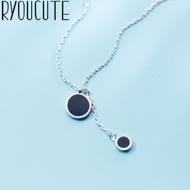 

RYOUCUTE 100% Real Pure 925 Sterling Silver Jewelry Boho Long Tassel Round Chain Choker Necklaces For Women Gifts Kolye Collar