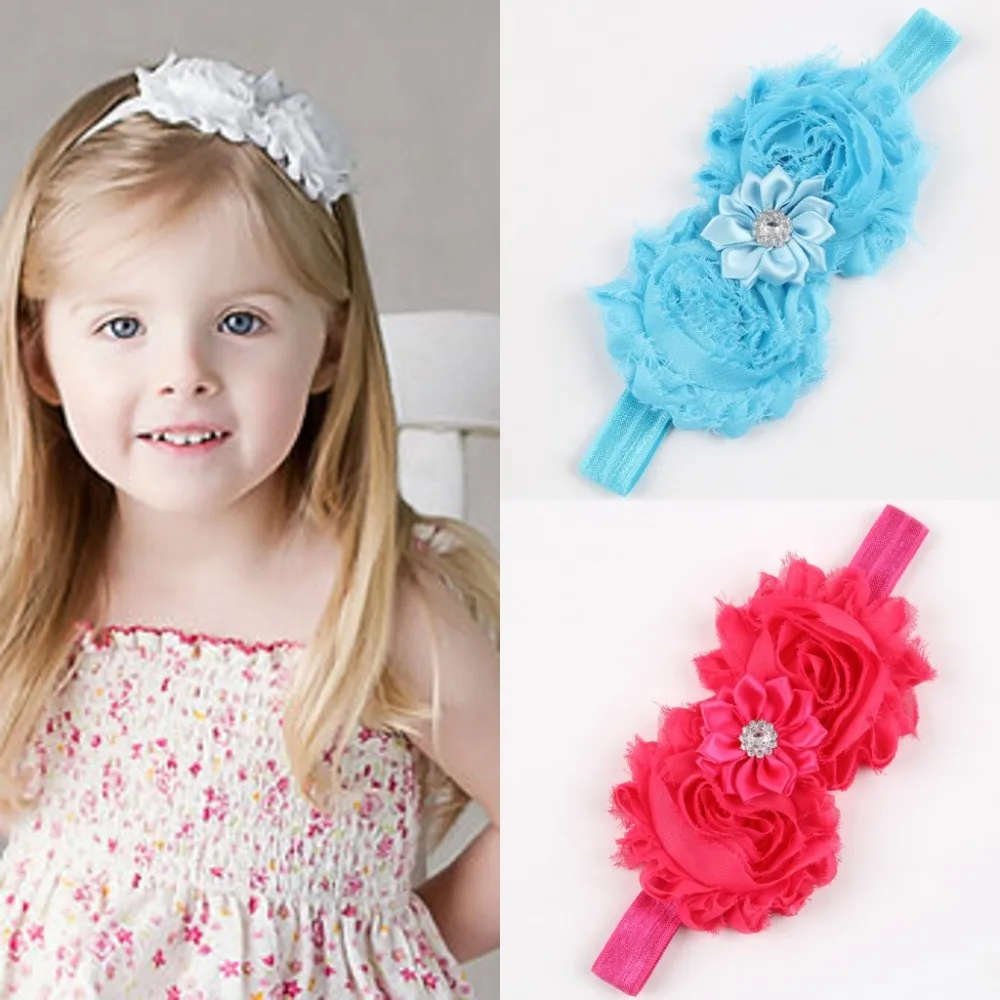 2015 kids Hairband Double Shabby Rose Headbands Head band Girl Headband