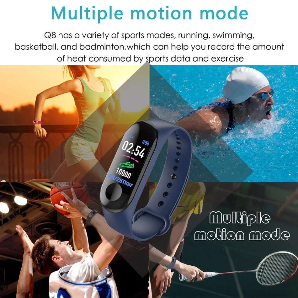 Smart Bracelet Color Touch Screen Fitness Tracker Blood Pressure Heart Rate Monitor Smart Band Fitness Reminder sleep quality