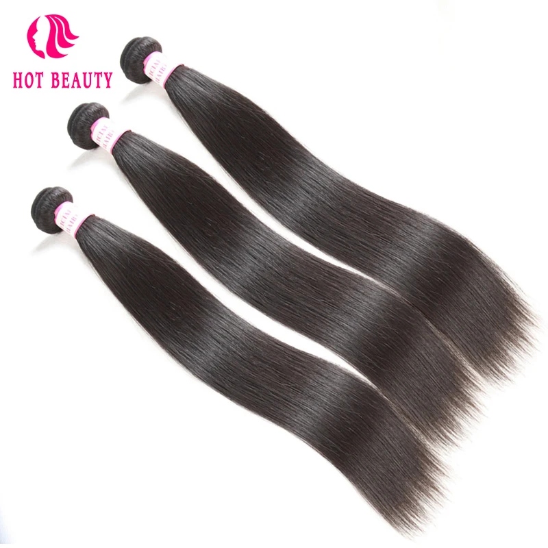 Hot Beauty Hair Brazilian Straight Virgin Hair Weave Bundles 10-28 inch Natural Color 100% Human Hair Extensions Free Shipping