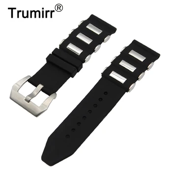 

24mm Silicone Rubber Watch Band + Tool for Sony Smartwatch 2 SW2 Stainless Steel Pre-v Buckle Strap Wrist Belt Bracelet Black
