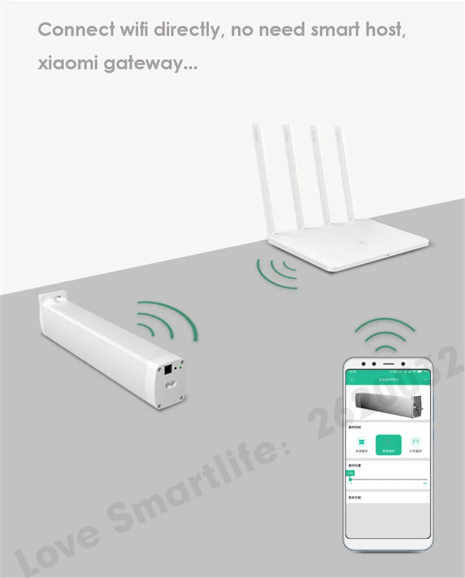 Eruiklink CM82TN Smart wifi Remote Curtain Motor,Mi-Home App RF433 control+Voice Control via Xiaomi Ai Speaker,work with xiaomi Mijia device,no need xiaomi gateway