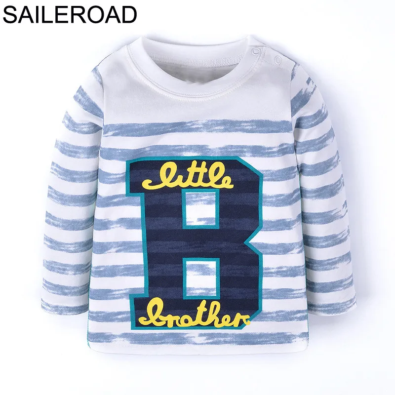 SAILEROAD/100% хлопковые детские футболки для мальчиков весенне-осенняя одежда для маленьких мальчиков и девочек 1-6 лет футболки, одежда