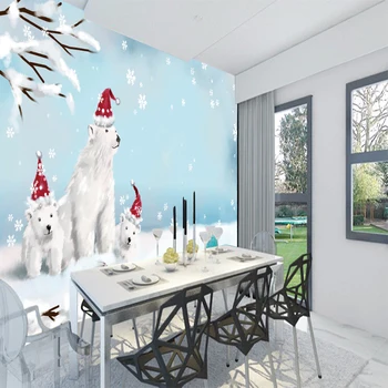 

3D Polar Bear Canvas Wallpaper Cute Snowman PVC poster murals Children's Room Decorative Art Poster Stickers Home Decoration