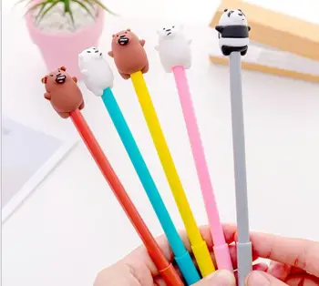 

24pcs Korea Cutie Bare Bears Panda Black Gel Ink Writing School Pens Office Study Materials Kids Birthday Takeaways Party Favor