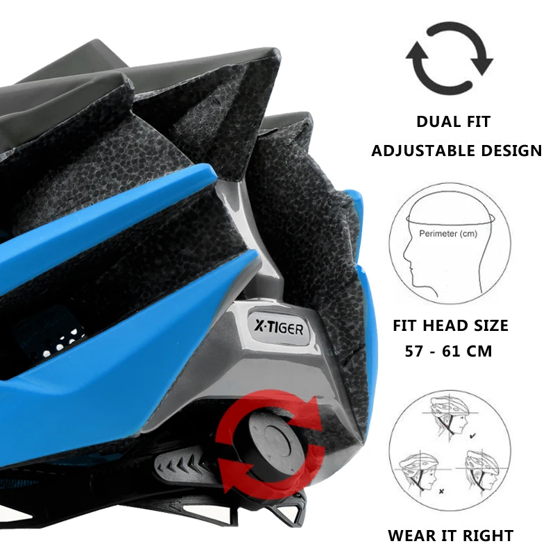 X-TIGER Ultralight Cycling Helmet EPS+PC Cover MTB Bike Helmet Integrally-mold Cycling Mountain Bicycle Helmet MTB Bike Helmet
