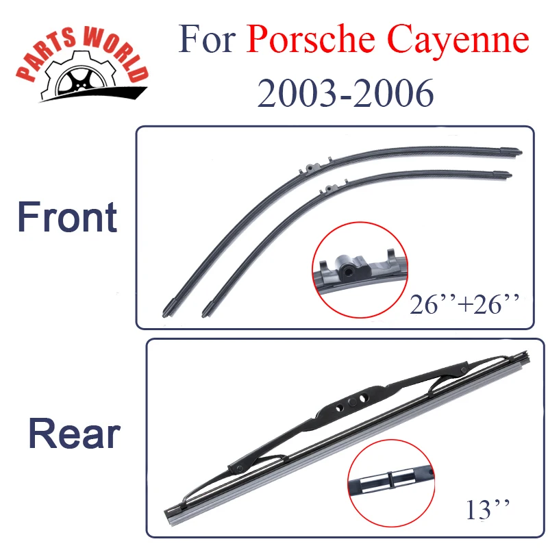 

Combo Rubber Front And Rear Wiper Blades For Porsche Cayenne 2003-2006 Windscreen Wipers Car Accessories
